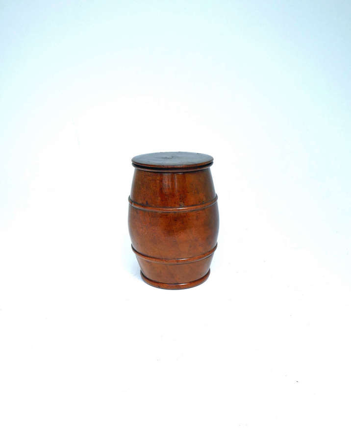 Antique Treen 19thc Fruitwood Lidded "Dry" Storage Jar.  English C1840