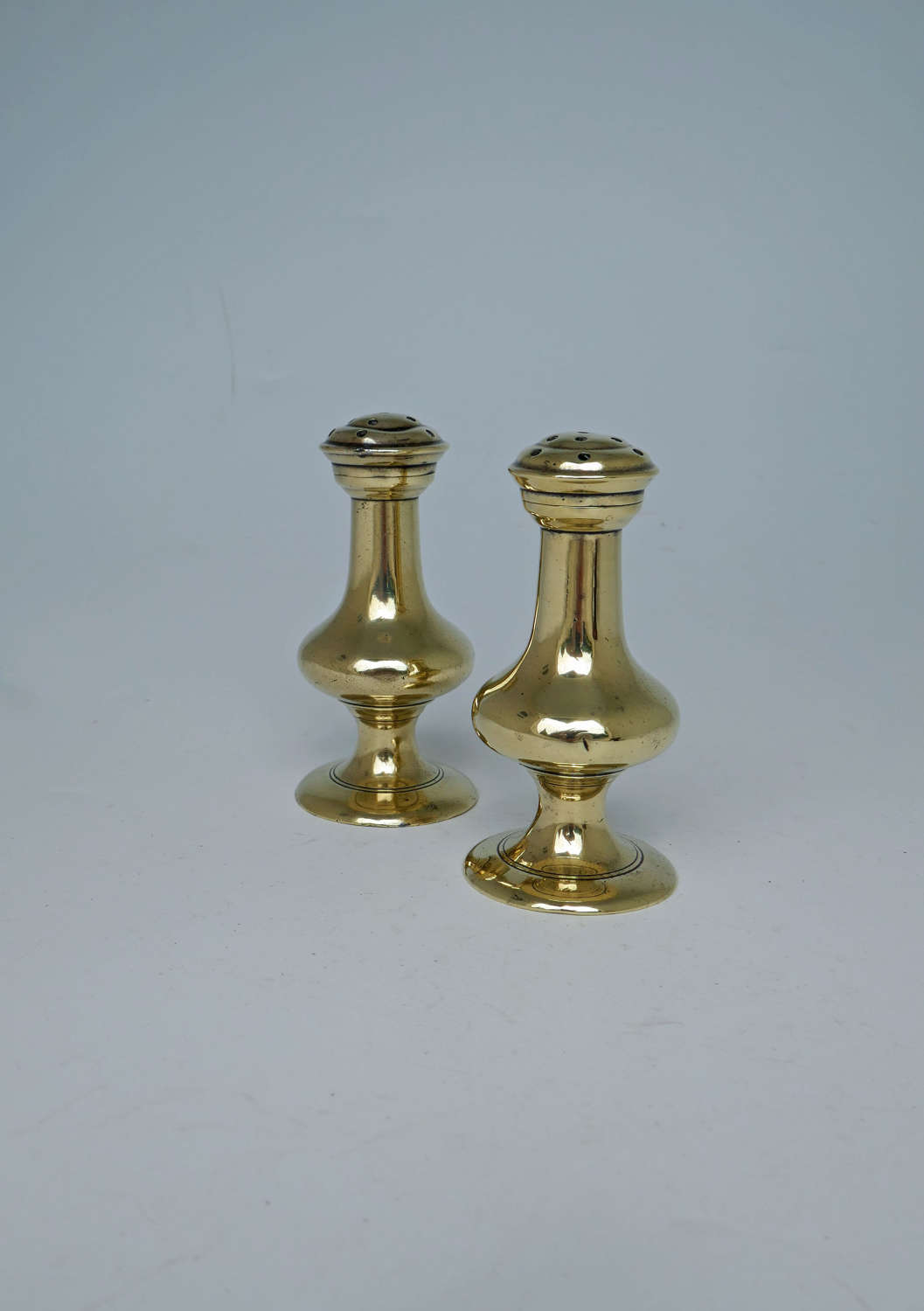 Antique Early Metalware 18thc Pair Of Brass Muffineers . English C1760
