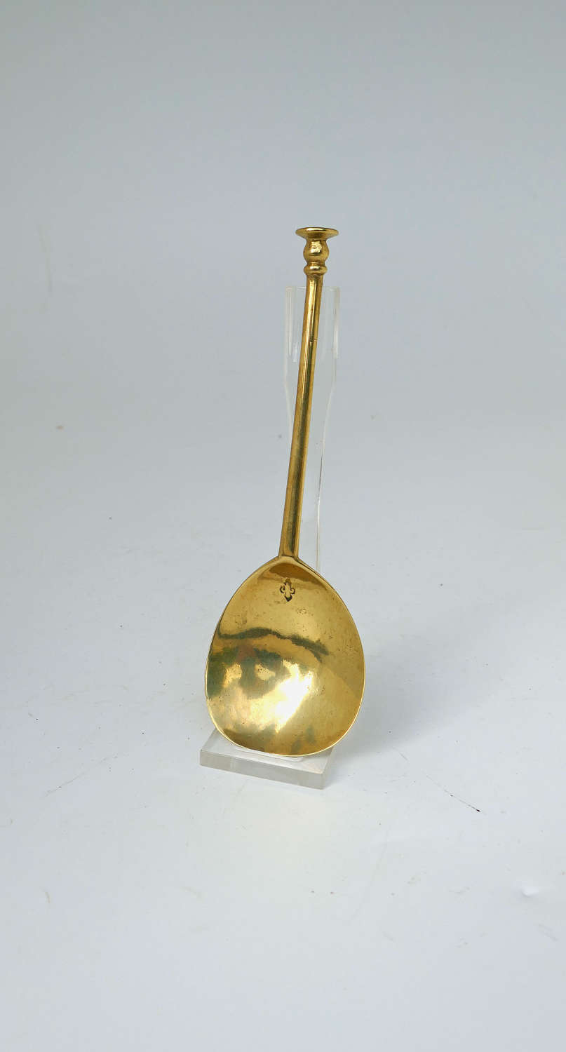 Antique Early Metalware 16thc Brass Elizabeth 1 Seal Top Spoon. C1590