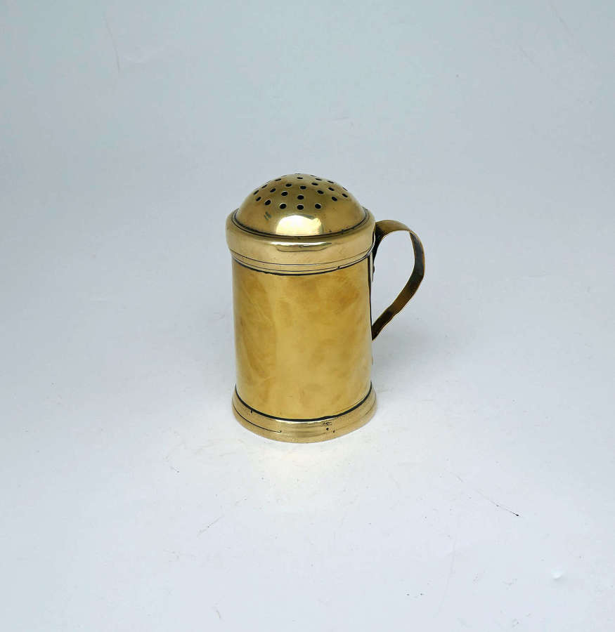 Antique Metalware 18thc Brass Lidded Dredger /Spice Pot. English