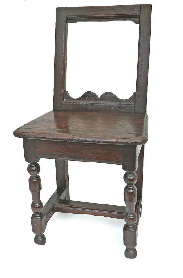 Antique 17thc Oak Furniture Single Joyned Small Chair. French C1670-90