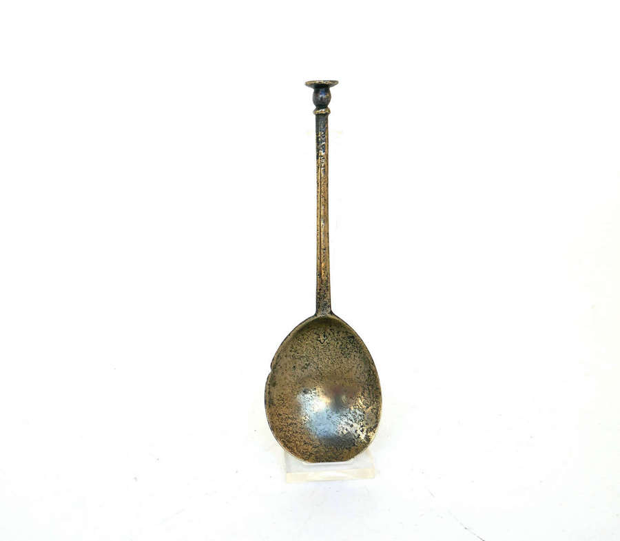 Antique Early Metalware 16thc Elizabeth 1 Latten Seal Top Spoon.