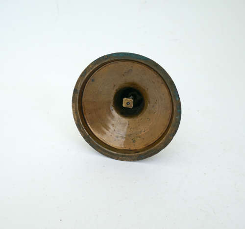 Antique Brass Single 17thc Charles 11 Ribbed Trumpet Candlestick C1660