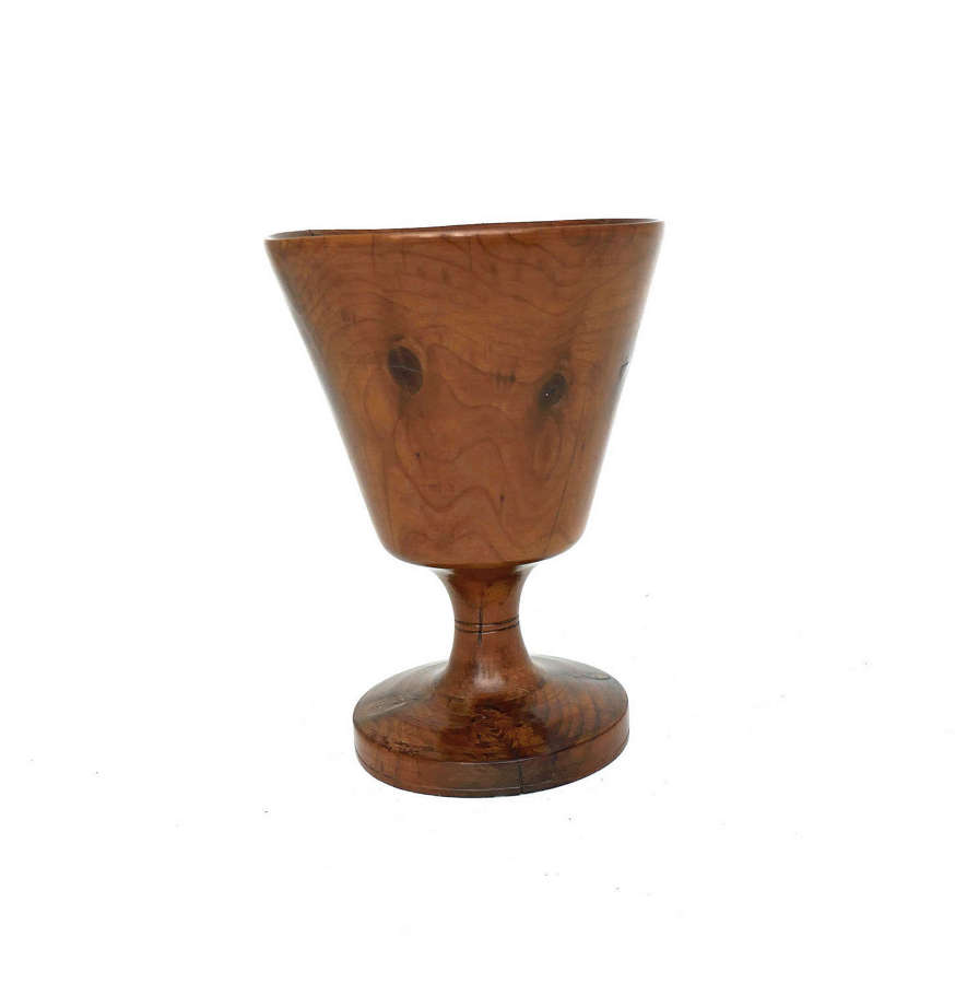 Antique Early Treen Turned 19thc Yew Wood Goblet.  English  C1800-20.