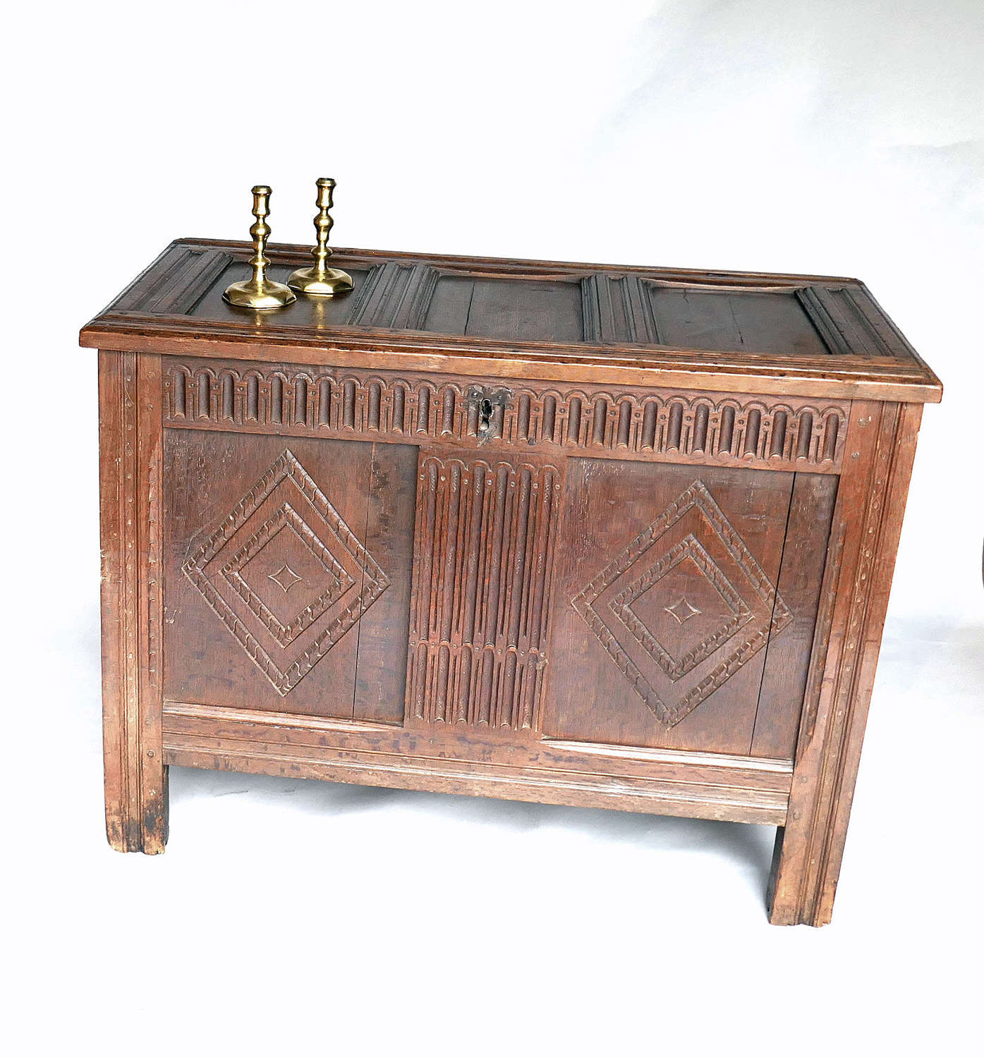 Antique Furniture Early 17thc Period Oak Joyned Coffer. English C1600.