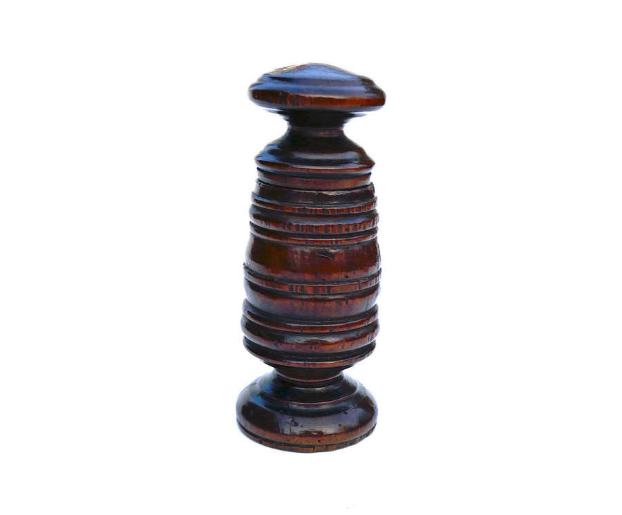 Antique Early 18thc Ring Turned Fruitwood Spice Grinder. English C1720