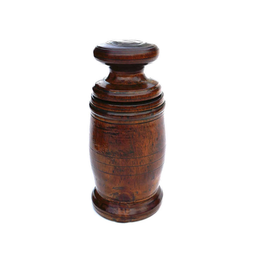 Antique Treen 18thc Turned Fruitwood Spice Grinder. English C1740-60