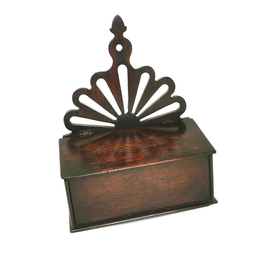 Antique Country Furniture 19thc Fruitwood Fan Shaped Candle Box.
