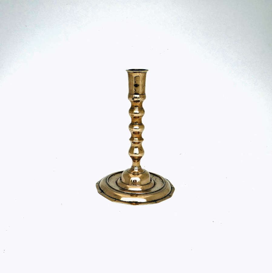 Antique Early Metalware 17thc Brass Baluster Candlestick. Spanish 1660