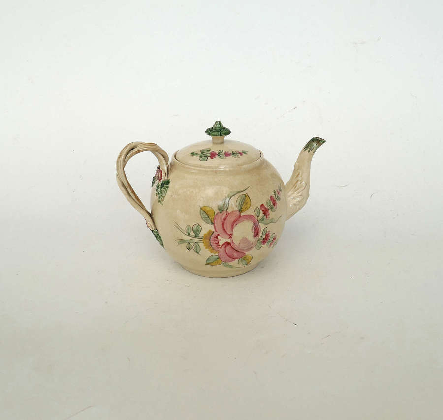 Antique English Early 18thc Pottery Creamware Teapot . Leeds C1770-80.