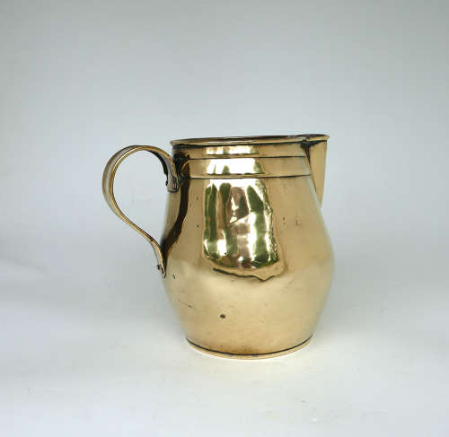 Early Antique Metalware 19thc Georgian Brass Ale / Cider Jug. English.