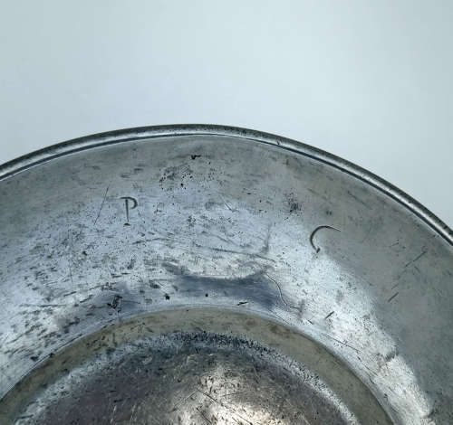Antique Early Metalware 17thc Pewter Broad Rim Plate. Continental.