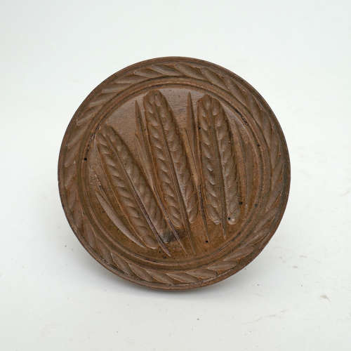 Antique Treen 19thc Sycamore Pair Of Butter Prints - Acorn & Wheat .