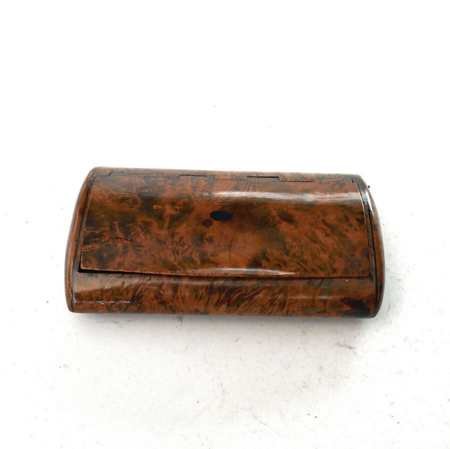 Antique Early Treen 19thc Amboyna & Tortoiseshell Table Snuff Box.