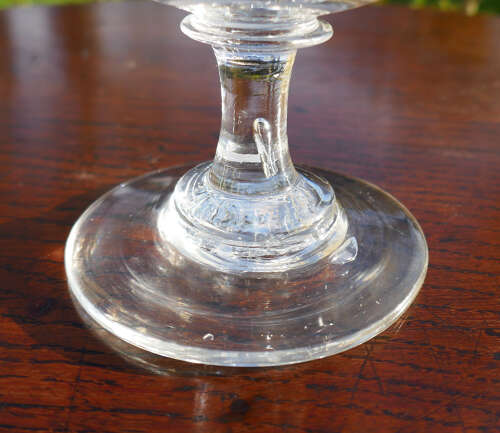 Antique Early Glass Rummer With Engraved Ship & Initials WIS. English.