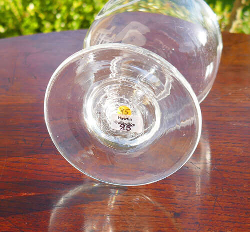 Antique Early Glass Rummer With Engraved Ship & Initials WIS. English.