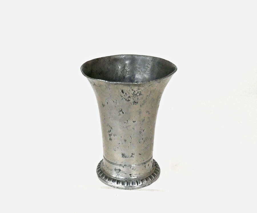 Antique Early Metalware 17thc / 18thc Continental Pewter Beaker . Dutch C1690-C1710