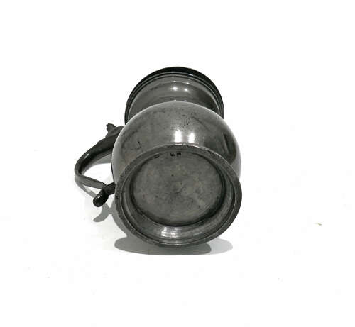Antique Early Metalware 19thc Pewter Imperial Half Pint Lidded Measure. Glasgow C1840-50