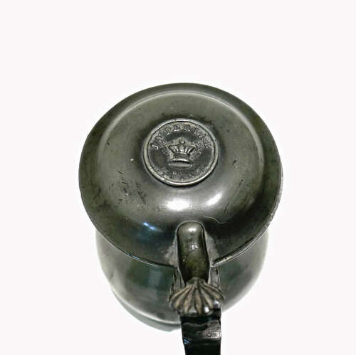 Antique Early Metalware 19thc Pewter Imperial Half Pint Lidded Measure. Glasgow C1840-50