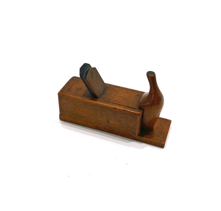 Antique 19thc Early Treen Fruitwood Snuff Box In The Form Of A Wood Plane.  English C1820