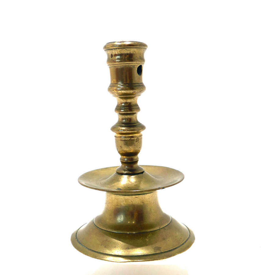 Antique Early Metalware 16thc Brass Single Candlestick. Low Countries C1580 - C1620.