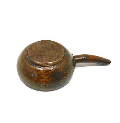 Antique 19thc Beech Turned Kitchen / Dairy Bowl With Side Handle. English C1840-60.