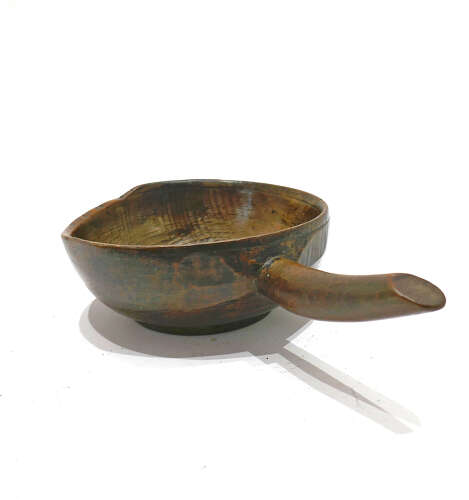 Antique 19thc Beech Turned Kitchen / Dairy Bowl With Side Handle. English C1840-60.