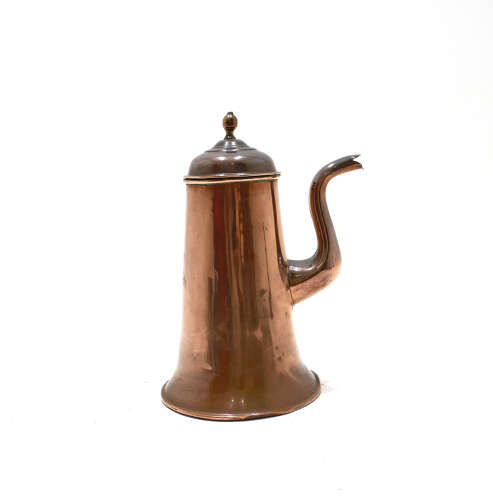 Antique Early Metalware Large 18thc Copper Coffee Pot With Side Handled. English C1740-60.