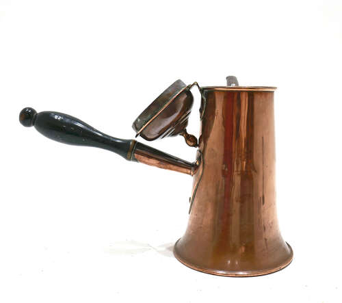 Antique Early Metalware Large 18thc Copper Coffee Pot With Side Handled. English C1740-60.