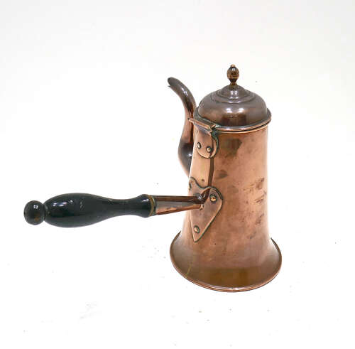 Antique Early Metalware Large 18thc Copper Coffee Pot With Side Handled. English C1740-60.