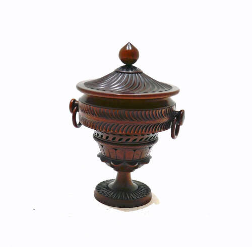 Antique Early 19thc Treen Fruitwood Lidded Cup & Cover Pomander. Continental C1800-20.
