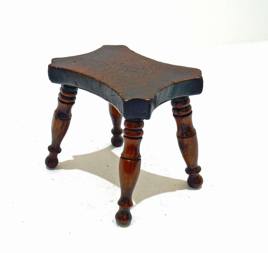 Antique Early Furniture 19thc Ash & Elm Lace Makers Stool. English C1840-60.