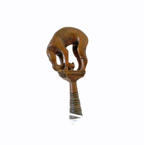 Antique 18thc Treen Boxwood Pipe Tamper In the Form Of A Coursing Greyhound. English C1770