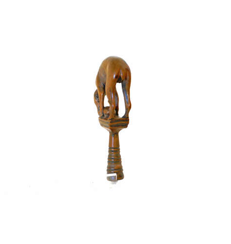 Antique 18thc Treen Boxwood Pipe Tamper In the Form Of A Coursing Greyhound. English C1770