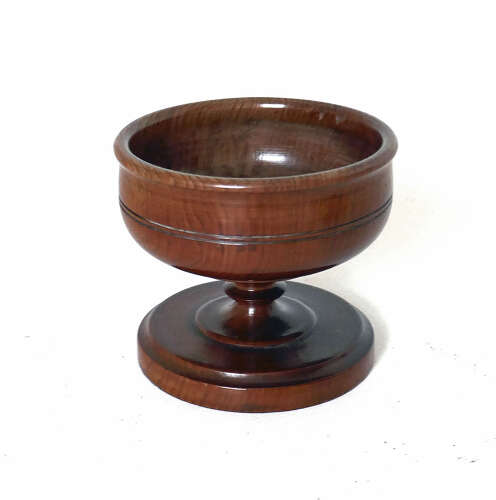 Early Antique Treen Late 18thc Yew Wood Turned Salt On Raised Base. English C1770-90.
