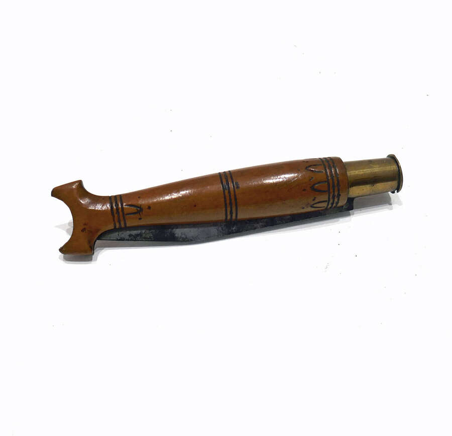 Antique Early Metalware 19thc Fruitwood Fishermans Penknife In The Form Of A Fish. French.