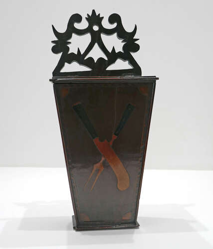 Antique Georgian Mahogany Cutlery Box With Boxwood & Ebony Inlaid Pattern. English C1800.