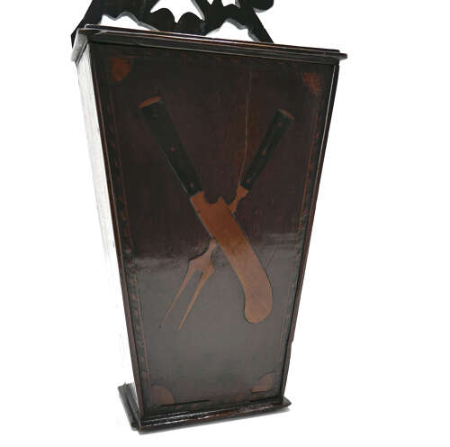 Antique Georgian Mahogany Cutlery Box With Boxwood & Ebony Inlaid Pattern. English C1800.