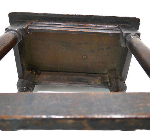 Antique Early Oak Furniture 17thc Commonwealth Joined Oak Stool. English C1650.